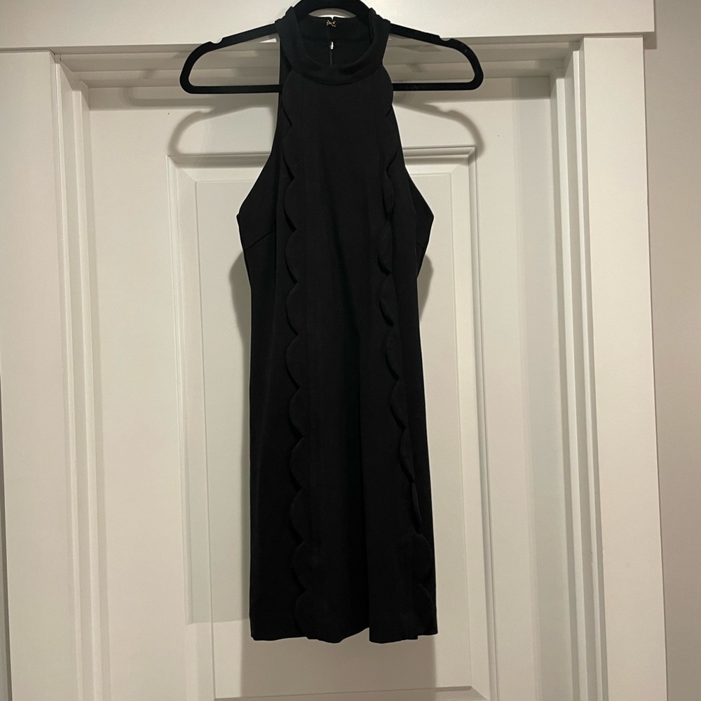 CK Bradley little black dress LBD size small high neck